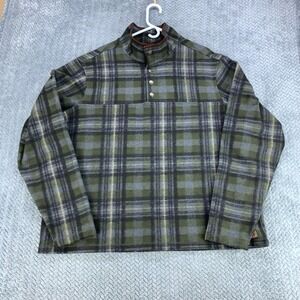 John Wayne Timeless Classic Fleece 1/4 Snap Pullover Plaid Shirt Mens Size 2XL
